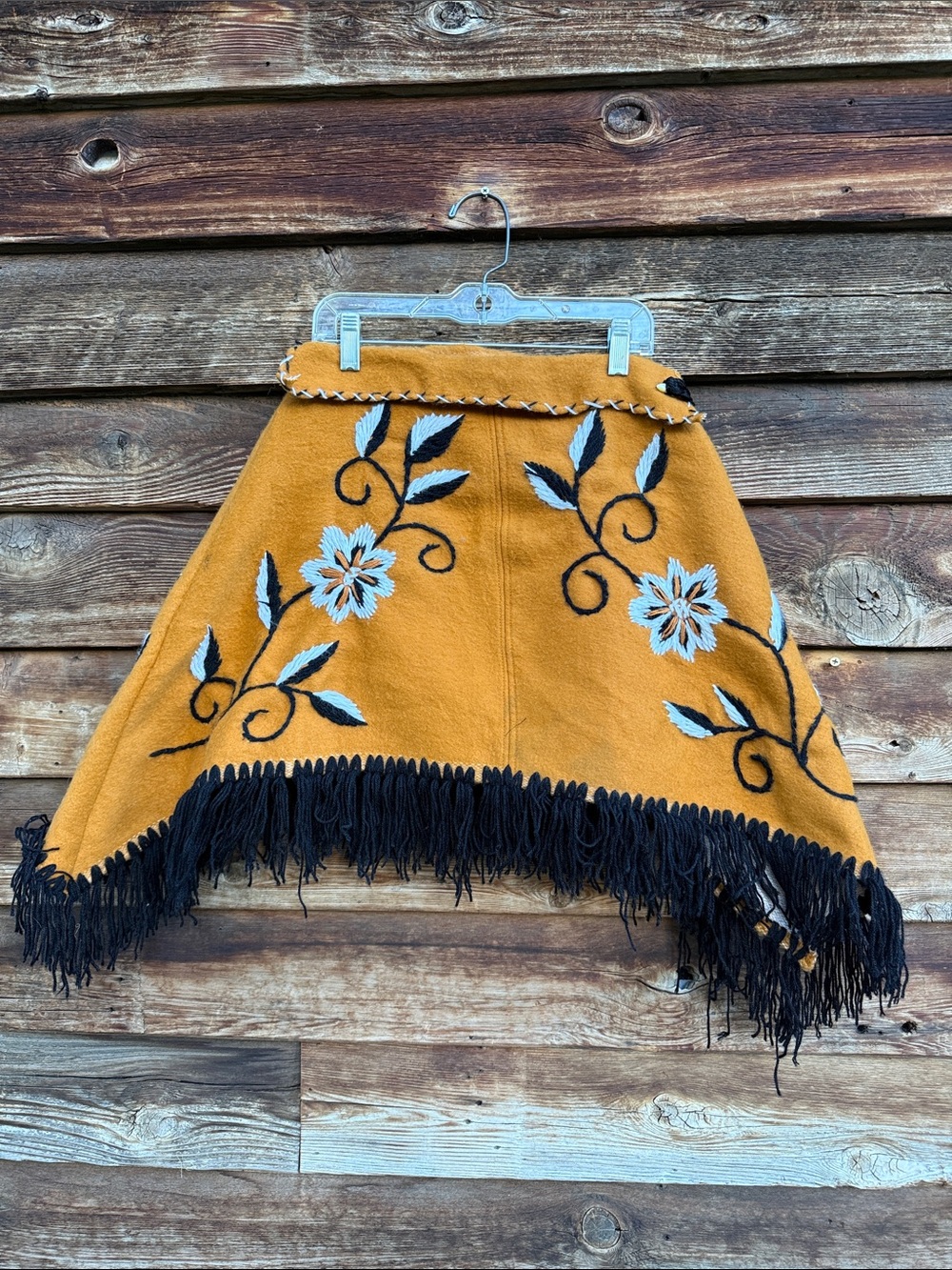 Handmade vintage shawl with fringe